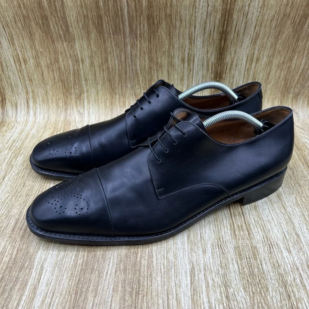 Salvatore Ferragamo Tramezza Derby Men's Size 11.5 EE Black Cap Medallion Shoes